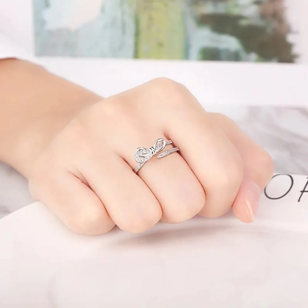 *XYLIA* Silver x Rhinestone Bow Fashion Ring